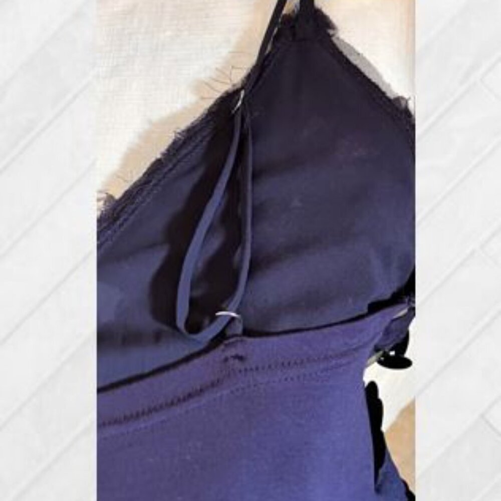 Sexy Sequin Slip Dress in Navy with Scallop Motif  EUC  Size Large - Picture 7 of 13